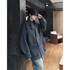 羊驼绒双排扣加绒加厚毛呢大衣504-F57-P90控128（加绒P100控148，男装毛呢大衣，星座504