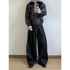 自家图~现货Cleanfit假两件刺绣小标PU皮衣夹克外套W1507/P85，男装皮衣，电商B350