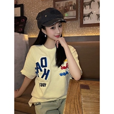万针全刺绣工艺抖音得物高品质260克重磅纯棉双纱美式高街短袖T恤，男装T恤，电商A486