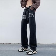美式高街vibe复古水洗做旧牛仔裤男直筒裤子A061-W9980-P60控78，男装牛仔裤，电商A061-1