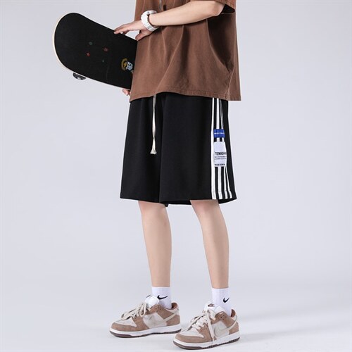 2026夏季条纹拼接贴标卫裤短裤XZ604-KP63-P30控39，男装牛仔裤，星座604