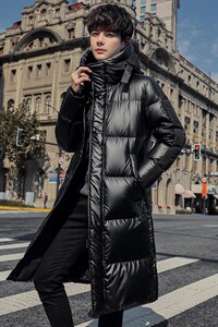 版主推跑量款！中青年90绒羽绒服男长款过膝潮流帅气潮牌外套图片