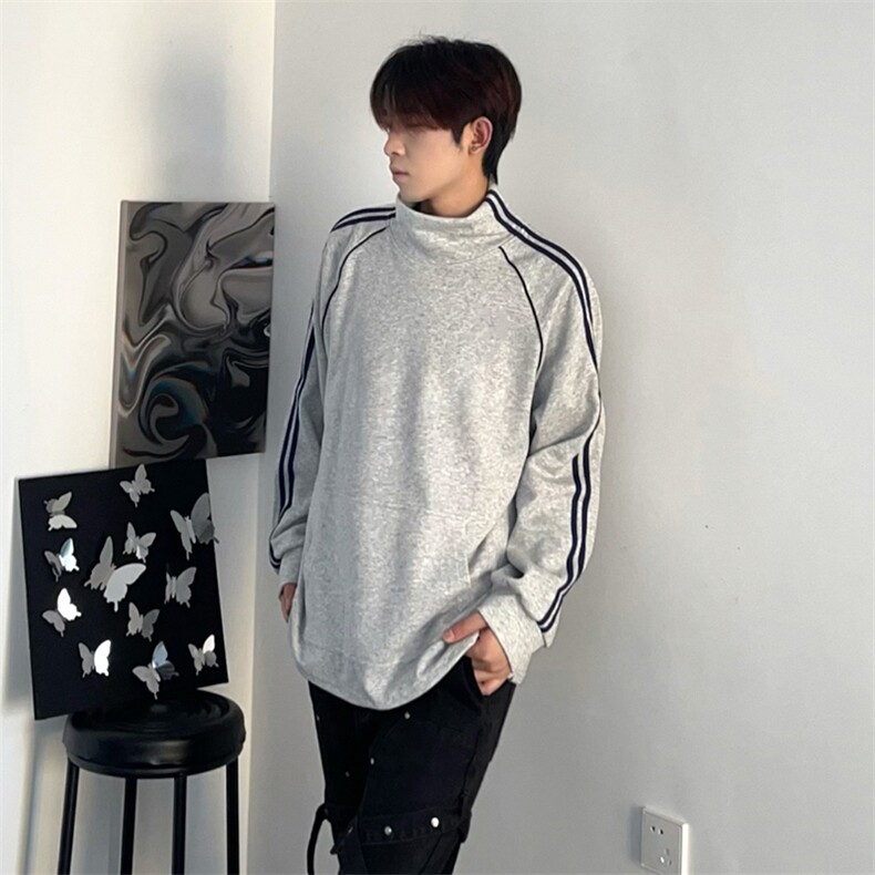 抖音得物高品质二开25秋冬美式高街重磅结构织带高领立领卫衣W66，男装卫衣，电商A486