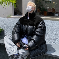 M-6XL大码冬季PU皮棉衣男加厚银狐绒外套3616特P95，男装棉衣，电商A309