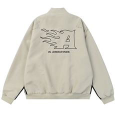 美式复古火焰字母刺绣飞行服夹克男女宽松上衣外套春秋JK012P70，男装夹克，星座1013-5