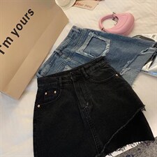 不规则牛仔半裙，女装半身裙，XTZ style
