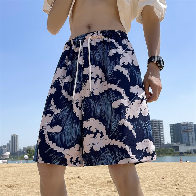 夏威夷风印花运动裤男街头宽松阔腿休闲沙滩裤XZ212-QDK5511-P20,女装休闲裤,星座212