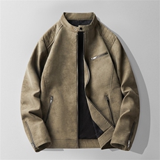 JK893-P100男士加绒皮衣韩版修身帅气机车服立领pu皮夹克外套潮，男装夹克，电商D310B-1