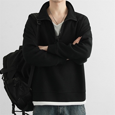 主推春秋季新款假两件卫衣青少年半拉链立领上衣W25918-P46，男装卫衣，星座210-1
