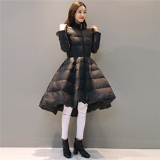 2024年冬季长袖中长款修身拉链纯色棉衣/棉服时尚显瘦修身，女装棉衣/棉服，艾仟回(原伊仟回)