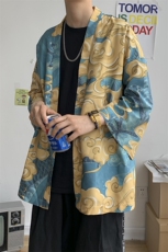 夏季大码风港风外套防晒服开衫薄款道袍披风汉服潮F12/P40，男装防晒衣，钱塘713