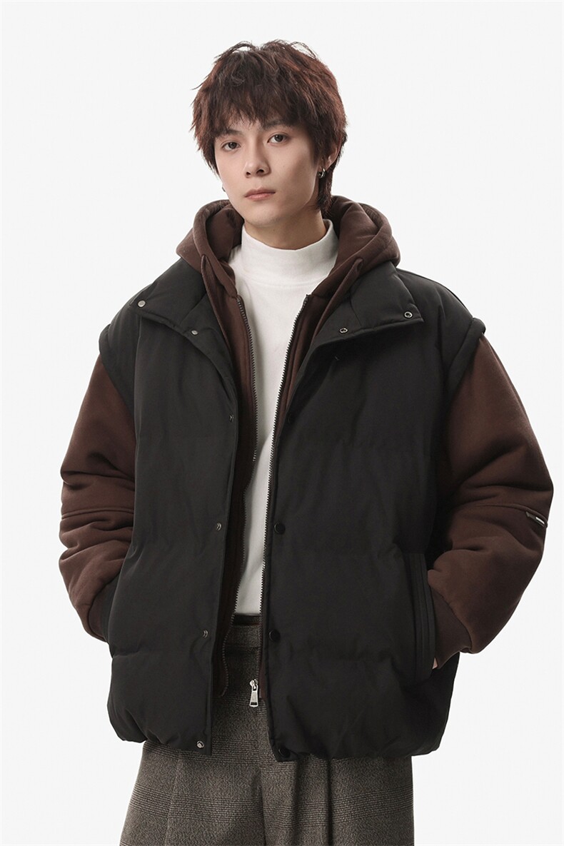 新款冬季羽绒棉服棉袄连帽假两件韩版宽松外套A436-2511-P85,男装棉衣,电商A436