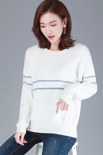 潮流舒适时尚长袖针织衫/毛衣2021年秋季优雅套头，女装针织衫/毛衣，丽影随形
