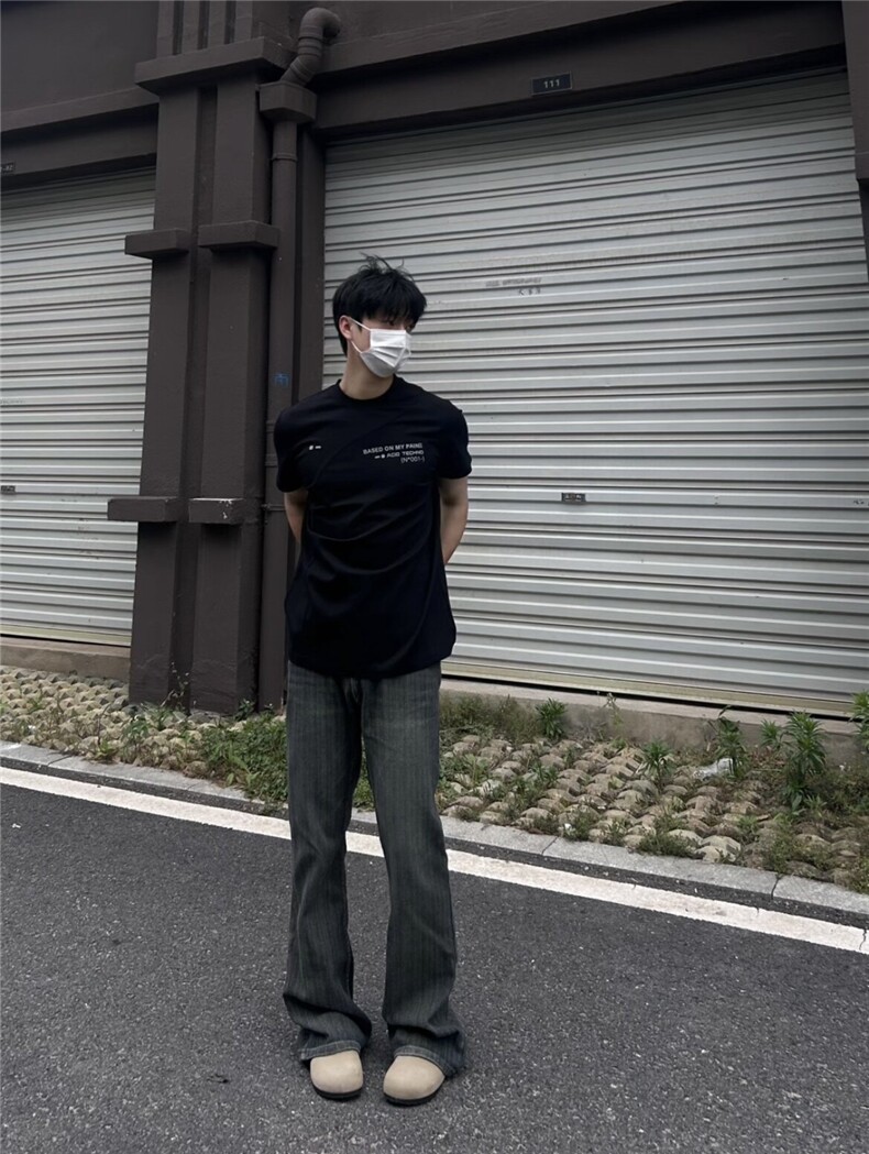 cleanfit巴家竹节牛仔裤高级感痞帅修身微喇叭裤,男装牛仔裤,星座310A-4
