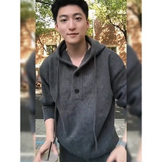 重磅秋冬装北极绒开衫毛衣美式复古休闲慵懒风针织衫加厚连帽外套，男装针织衫/毛衣，电商A486-1