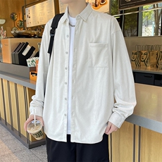精品秋季男大皂大码T恤灯芯绒衬衫宽松长袖衬衣外套850/851p45，男装衬衫，电商A012