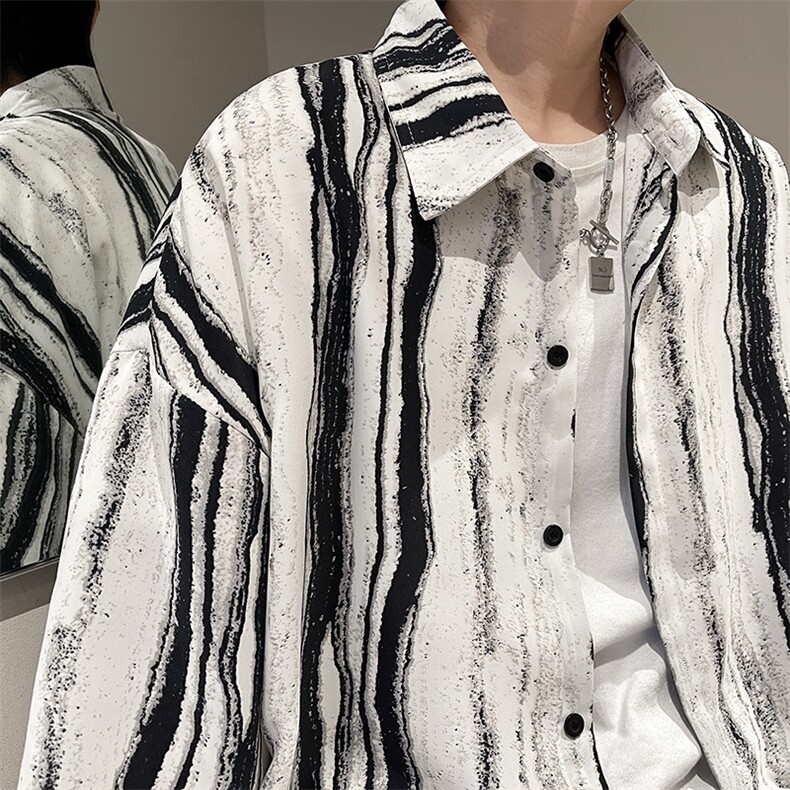 夏季豹纹短袖衬衫男女ins五分袖冰丝衬衣夜店潮A071-C59-P38，男装T恤，电商A071