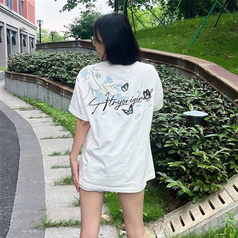万针全刺绣解构设计260克重磅双纱纯棉高品质美式高街短袖T恤特35,男装T恤,电商A486