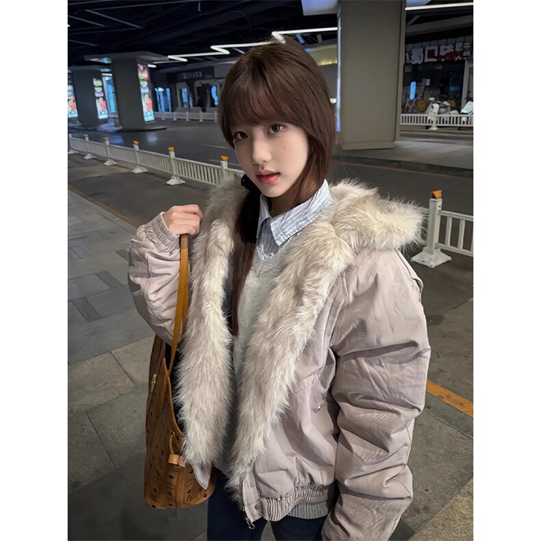 现货高品质美式高街冬季重磅硬挺短款座山雕毛领棉衣男女加厚外套，男装棉衣，电商A486-1