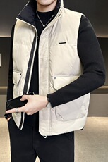 短款立领羽绒马夹男休闲日系工装保暖外套马甲背心M9803-P125，男装背心/马甲，电商A239