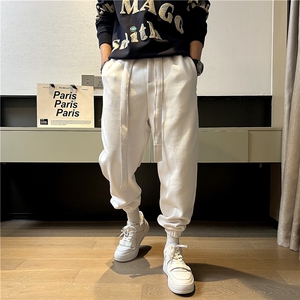 B230-6828-P85C纯色美式高街宽松束脚哈伦运动休闲卫裤男大码裤子图片