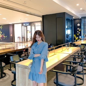 现货 高转化主推19新款俏皮娃娃领喇叭袖连衣裙8218-L91图片