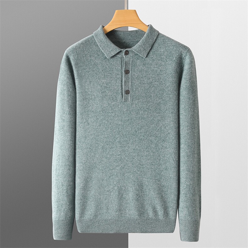 秋冬季纯毛男士十二针Polo领商务休闲羊毛衫，男装羊毛衫，君贝羊绒