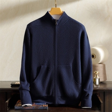 2024年秋季拉链纯色男士羊绒开衫外套长袖男装，男装羊绒开衫，澳坤羊绒