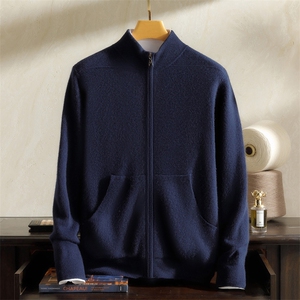2024年秋季拉链纯色男士羊绒开衫外套长袖男装,男装羊绒开衫,澳坤羊绒