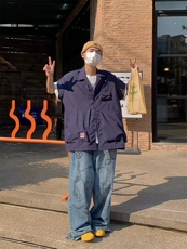 日系五分袖夏季新款衬衫潮流慵懒男方领衬衫S2238P38，男装衬衫，星座1116-2