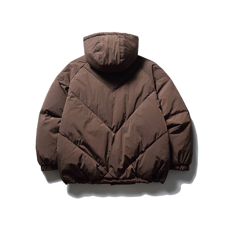 南夏乔装2025冬季新款纯色辑格连帽羽绒服日系复古宽松保暖羽绒袄,男装羽绒服,电商S006（B521）
