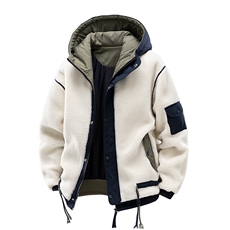 现货棉服男士加绒加厚拼接工装保暖羊羔毛冬装外套M021-P135，男装棉衣，星座308B-2