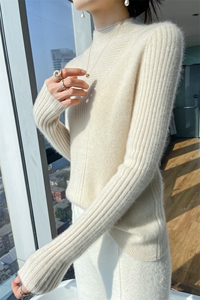 秋冬新款气质修身显瘦羊毛针织衫女长袖打底衫图片