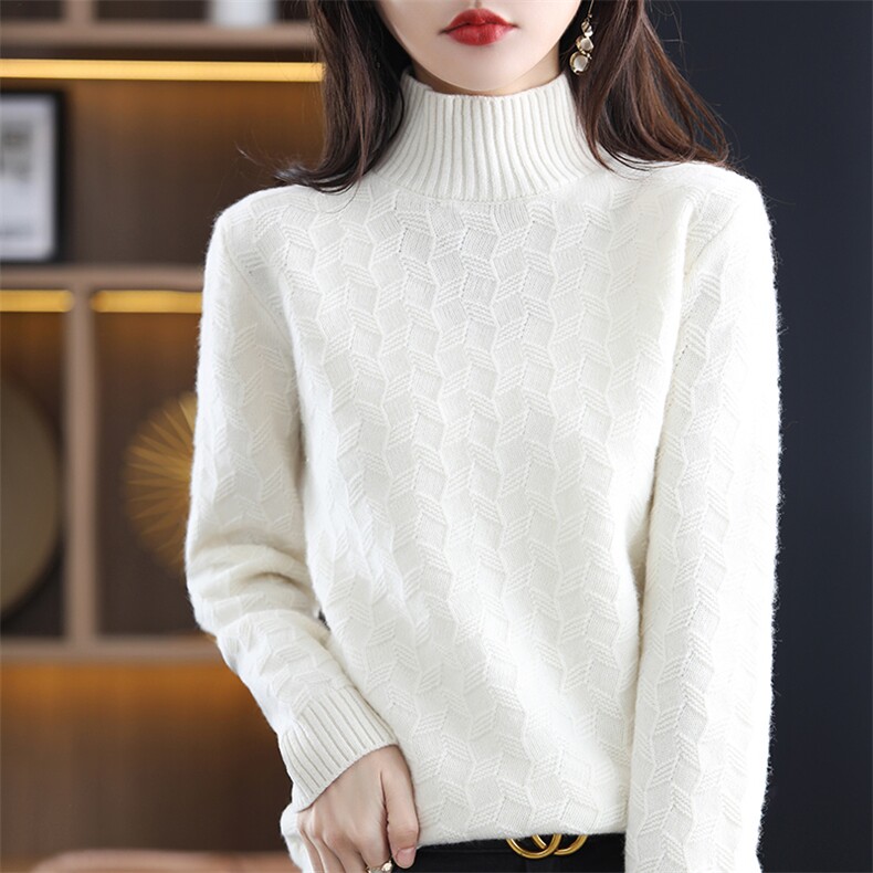 2024秋冬新款修身羊毛衫紧身百搭长袖针织打底毛衫,女装羊毛衫,蒙特羊绒