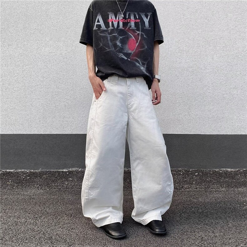 阔腿牛仔裤男款夏季美式潮牌直筒裤高街显瘦裤子NZ9020,男装牛仔裤,星座516A