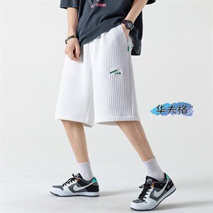 2023夏休闲华夫格贴标运动男无影墙百搭宽松五分短裤DK28853-P40图片