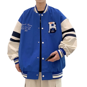 港风上衣夹克宽松落肩拼色棒球服外套XZ214-8 JK712-P75图片