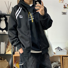 美式潮牌刺绣拉链夹克青春痞帅百搭学院风运动外套男女W6090-P60，男装夹克，星座412-2