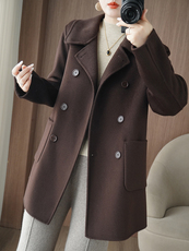 2025年秋季新款女士大衣双排扣，女装双面呢大衣，乾庄羊绒