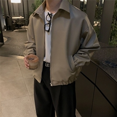 秋季新款机车皮衣男翻领潮牌ins宽松短款皮夹克外套潮流帅气百搭，男装夹克，星座710