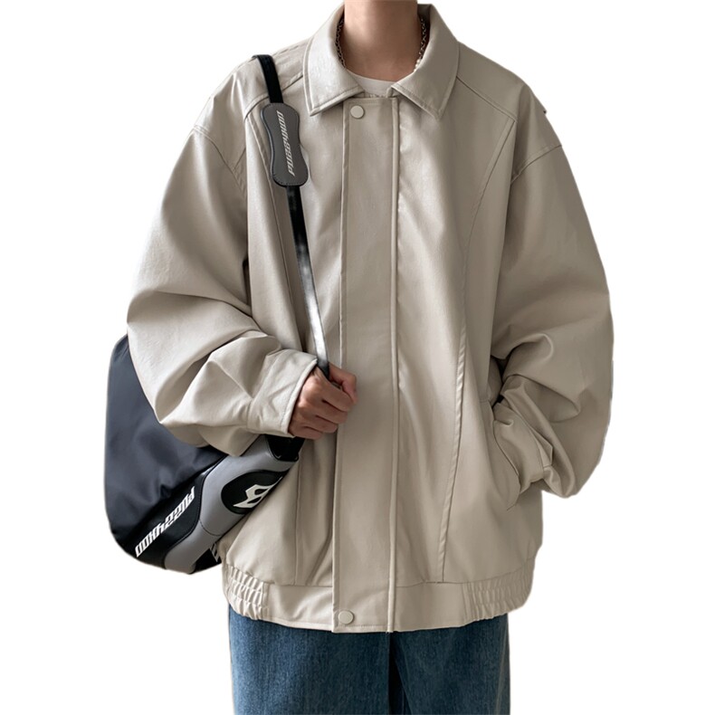 抖音直播！pu皮衣机车服宽松夹克男CP40-特p65控价：118,男装夹克,电商B371