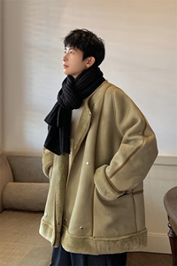 1港风皮毛一体大码M-5XL高级感轻奢机车棉服外套男8708P158控228图片
