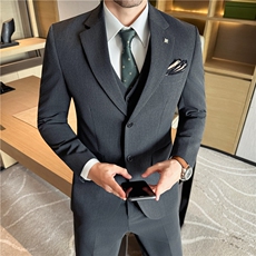 两粒扣平驳领~主推款M-7XL高品质西装套装西服三件套SJT7056-P213，男装西服套装，电商A213