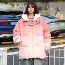 港风冬季渐变连帽假两件加厚上衣外套棉衣男MY8870P95，男装棉衣，星座1204-3