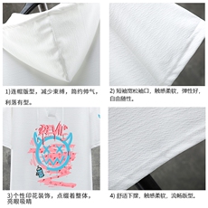 LD54178-P45连帽短袖t恤男大码胖子带帽五分袖中袖展架，男装T恤，电商A040A
