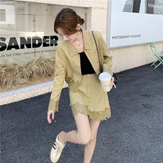 美式复古牛仔套装女秋2025新款洋气搭配一整套外套高腰裙子两件套，女装套装/套裙，2B219