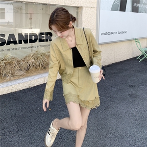 美式复古牛仔套装女秋2025新款洋气搭配一整套外套高腰裙子两件套图片