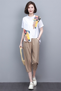 休闲棉麻职业套装夏天2025新款时髦显瘦洋气减龄妈妈两件套女装潮图片