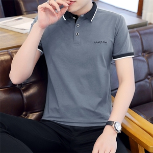 2021新款夏季潮流男装衬衫领POLO衫短袖T恤男翻领半袖 PL125-P25图片
