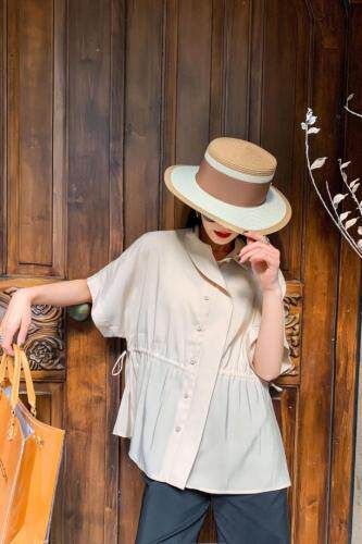 现货设计师款时尚腰部抽绳小衫，女装，储辰